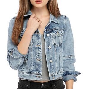 Free People Rumors Denim Jacket Medium Wash Size M Cropped Jean Jacket